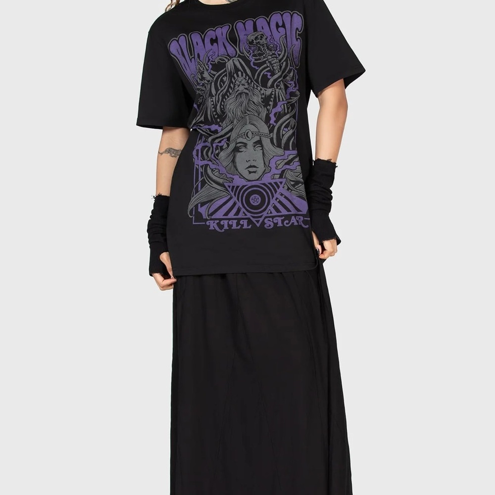 KillStar Blac Magick Graphic T-Shirt with Purple Design - Picture 3 of 5